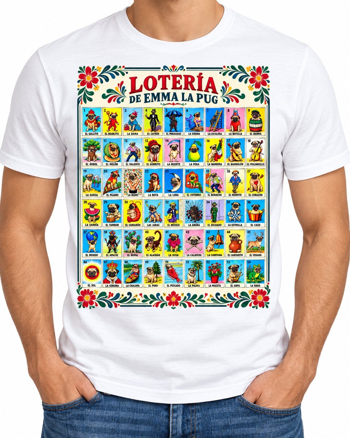 Playera Lotería de Emma la Pug